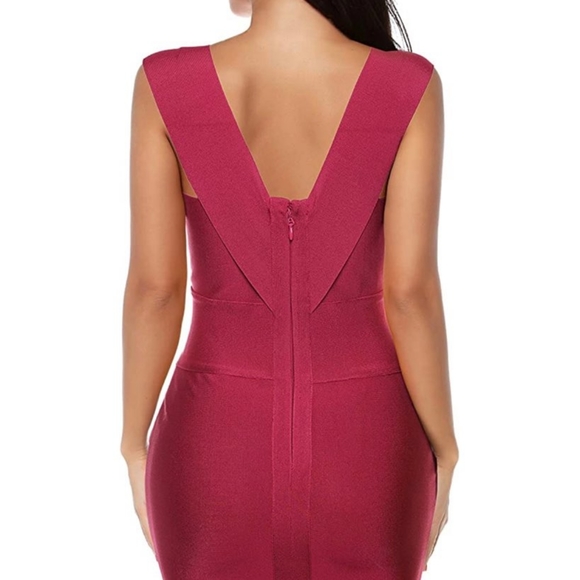 MEILUN BANDAGE STRECH WINE DRESS - Picture 5 of 11